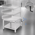 Thumbnail image #3 for John Boos Hydraulic Lift ADA Stainless Steel Work Table with 5-Inch Backsplash, 72 x 30 Inches