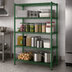 Thumbnail image #3 for Steel Works Heavy Duty 4-Tier Stationary Wire Shelving Unit, 18 in. D x 42 in. W x 74 in. H, Green Epoxy