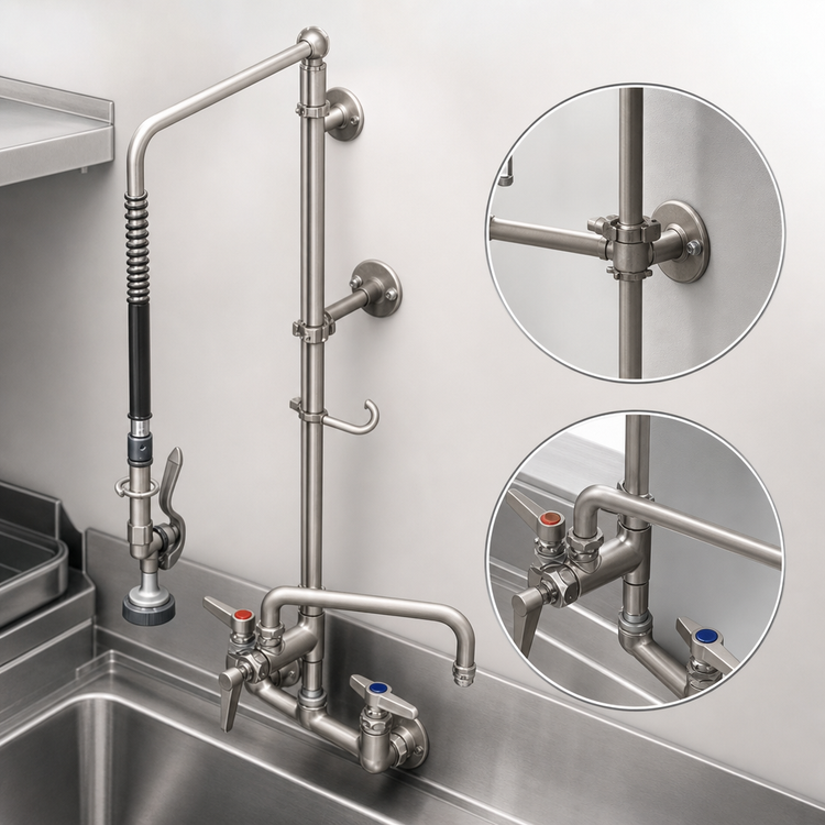 Product image #3 for EasyInstall Wall-Mount Pre-Rinse Unit with Add-On Faucet and 14-Inch Swing Nozzle