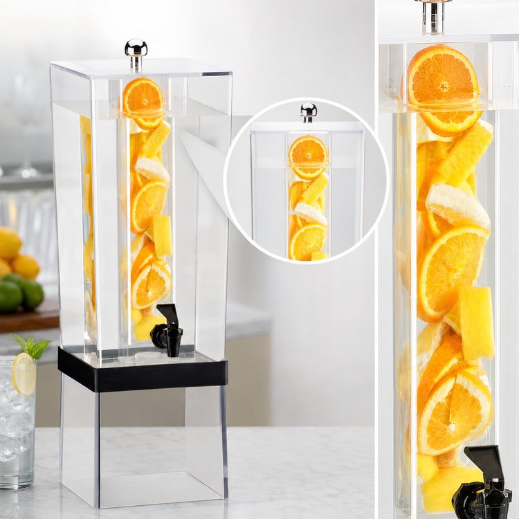 Product image #3 for Cal-Mil Econo 3 Gallon Single Infusion Beverage Dispenser with Drip Tray, Black Polycarbonate
