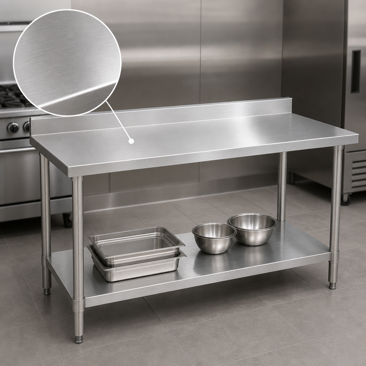 Product image #3 for Eagle Group Budget Series 60-Inch x 30-Inch Stainless Steel Work Table with 4-1/2-Inch Backsplash and Undershelf