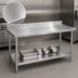 Thumbnail image #3 for Eagle Group Budget Series 60-Inch x 30-Inch Stainless Steel Work Table with 4-1/2-Inch Backsplash and Undershelf