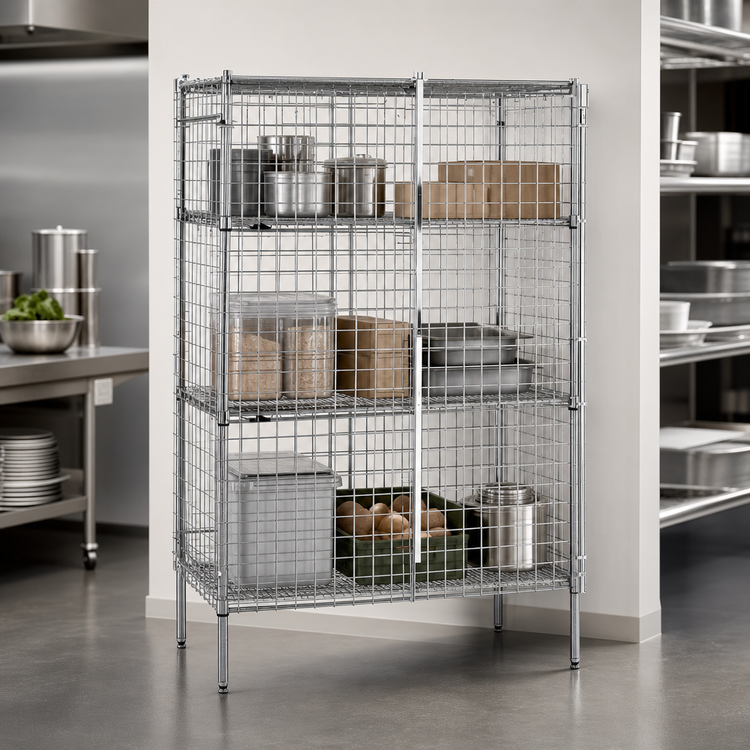 Product image #3 for Metro Super Erecta Stationary Chrome-Plated Wire Security Cage Shelving Unit