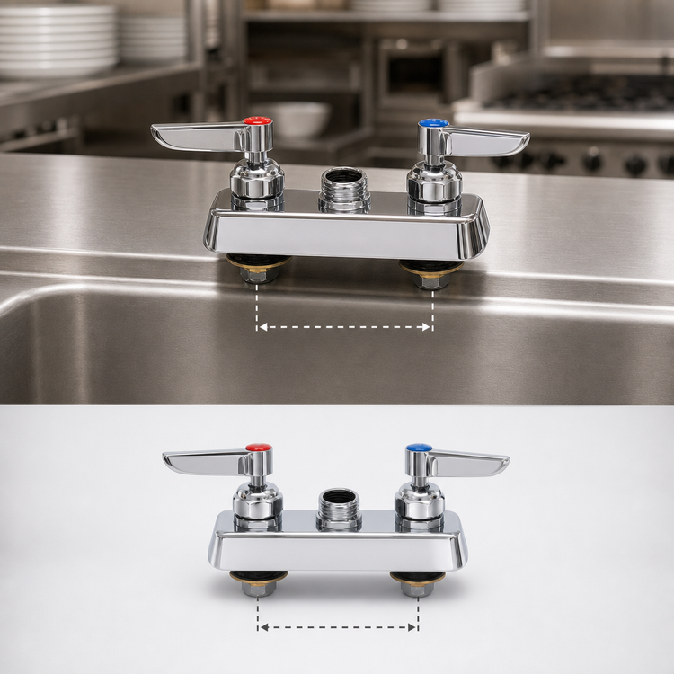 Product image #3 for T&S Brass B-1110-LNM 4-Inch Center Deck-Mount Workboard Manual Faucet, Less Nozzle