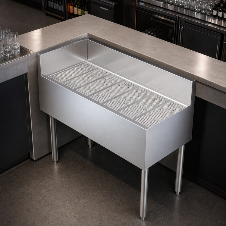 Product image #3 for Krowne Royal Series Free-Standing Underbar Corner Drainboard, Left End Return, 42 Inch x 19 Inch x 36-1/2 Inch