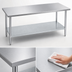 Thumbnail image #3 for Duke 108-Inch Stainless Steel Flat Top Work Table with Galvanized Undershelf, 30-Inch Deep