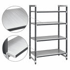 Thumbnail image #3 for Cambro Camshelving® Elements EXU215484S4480 Solid 4-Tier Stationary Polymer Shelving Starter Unit, 21 x 54 x 84 Inches, Speckled Gray