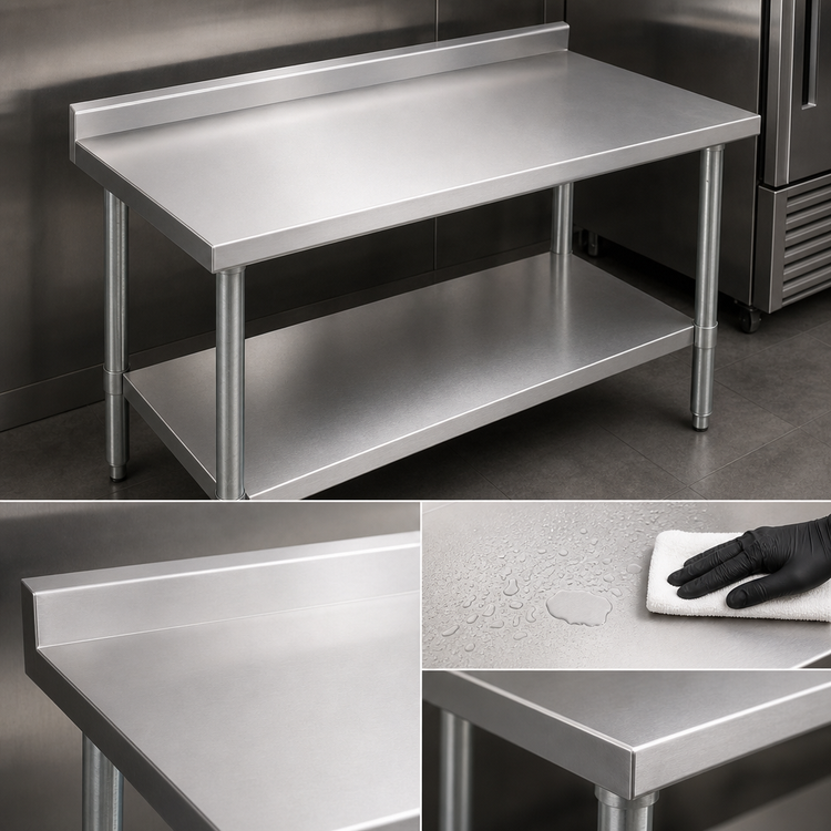 Product image #3 for John Boos Stallion Economy Stainless Steel Work Table with 5-Inch Backsplash, 30 x 24 Inches