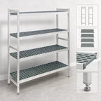 Thumbnail image #3 for Fermod Fermostock 4R35C66 4-Tier Stationary Starter Shelving Unit, 35 W x 22 D x 66 H, Aluminum, Gray, Removable Polymer Inserts