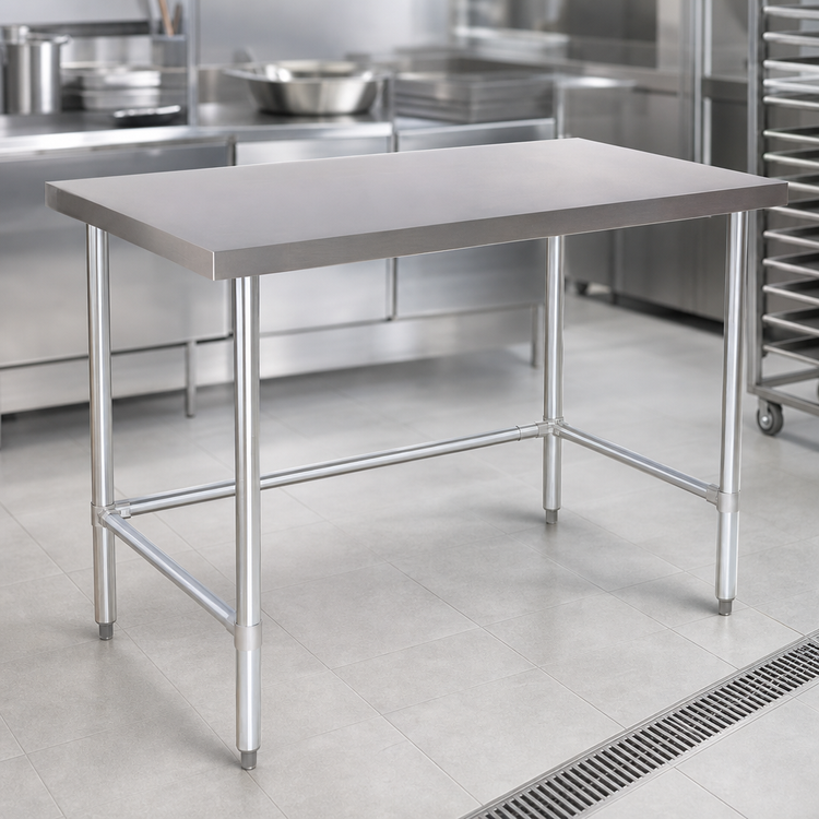Product image #3 for Heavy Duty Flat Top Stainless Steel Work Table, 84 Inch x 24 Inch, Open Base