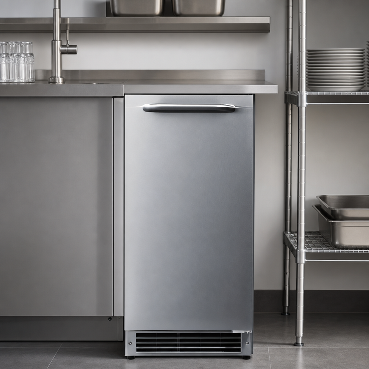 Product image #4 for Summit Commercial 15-Inch ADA Drain-Free Built-In/Freestanding Crescent Cube Ice Maker with 22-lb Storage Bin