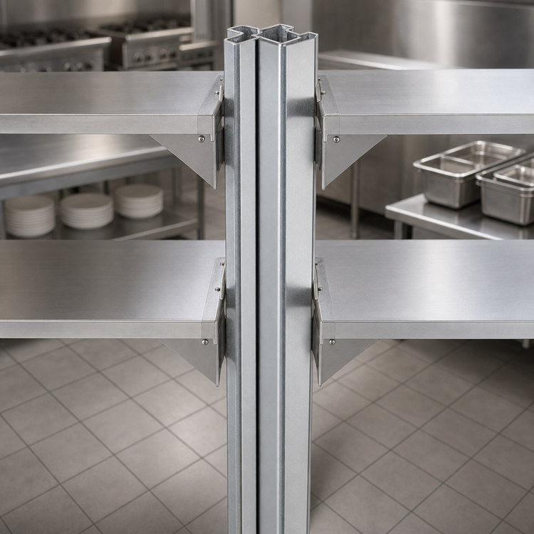 Product image #3 for Eagle Group Back-To-Back Heavy Duty 60-Inch Stainless Steel Uprights for Cantilevered Shelving