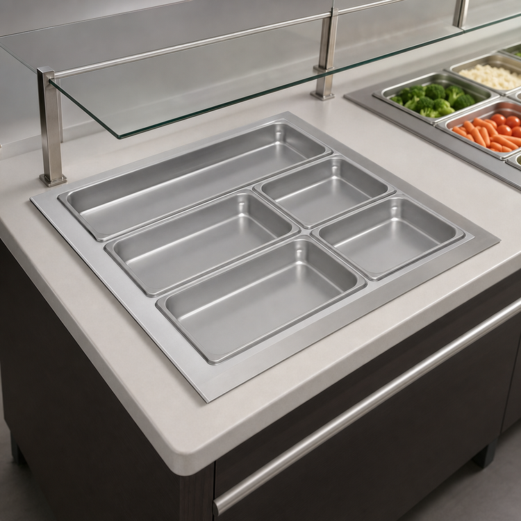 Product image #3 for Hatco Insulated Drop-In Modular/Ganged Heated Well with Drains and Auto-Fill, 6 Full-Size Pan Capacity