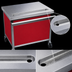 Thumbnail image #3 for Eagle Director's Choice DCS5-BSU 78-Inch Mobile Stainless Steel Beverage Counter with Drain Trough and Holly Berry Red Front Panel