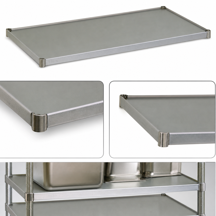 Product image #3 for Eagle Group 18-Gauge Solid Galvanized Shelf with Marine Edge, 24 x 14 Inches, 600 lb. Capacity