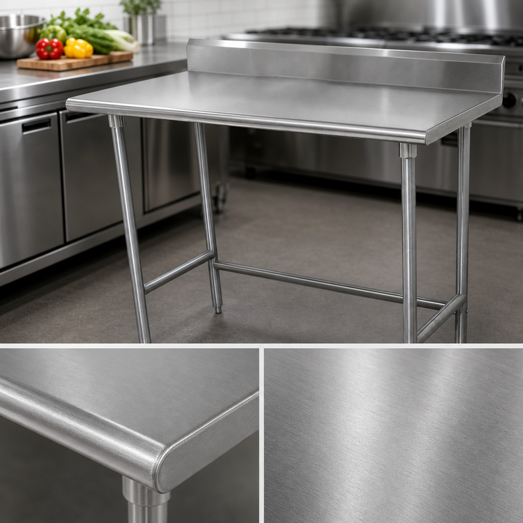 Product image #3 for Advance Tabco Special Value Series Stainless Steel Work Table with 5-Inch Backsplash, 84 x 24 Inches