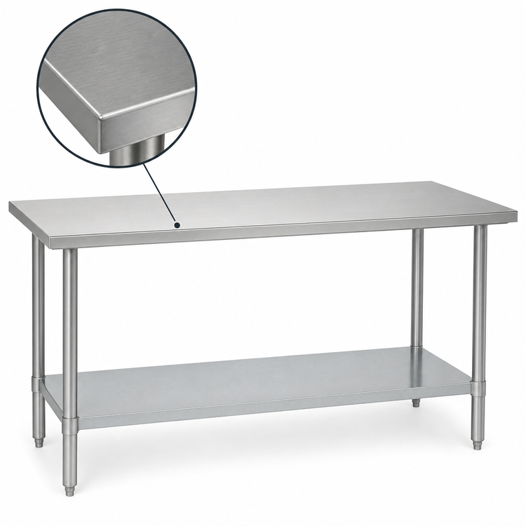Product image #3 for Duke Manufacturing 30 x 24 x 36 Inch 18/400 Stainless Steel Work Table with Galvanized Undershelf