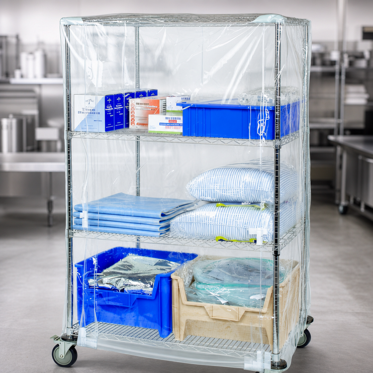 Product image #3 for Quantum 10 Gauge Clear Vinyl Wire Cart Cover with Zipper Flap, 24 x 60 x 74 Inches