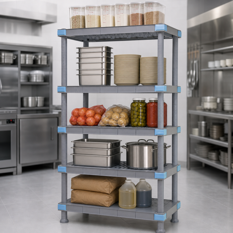 Product image #3 for Quantum Millenia 42 Inch Wide x 18 Inch Deep x 74 Inch High Polymer Starter Shelving Unit, Gray