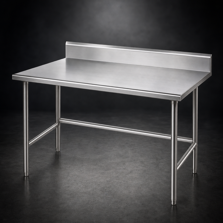 Product image #3 for Advance Tabco 72" x 36" 16-Gauge 430 Stainless Steel Work Table with 5" Backsplash and Open Base