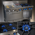 Thumbnail image #3 for Comstock-Castle 60-Inch Commercial Gas Range with 2 Star Burners, 30-Inch Griddle, 18-Inch Char-Broiler, Oven, and Cabinet Base Storage