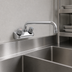 Thumbnail image #3 for Steel Works Stainless Wall-Mount Commercial Faucet with 12-Inch Swing/Swivel Spout, 4-Inch Centers