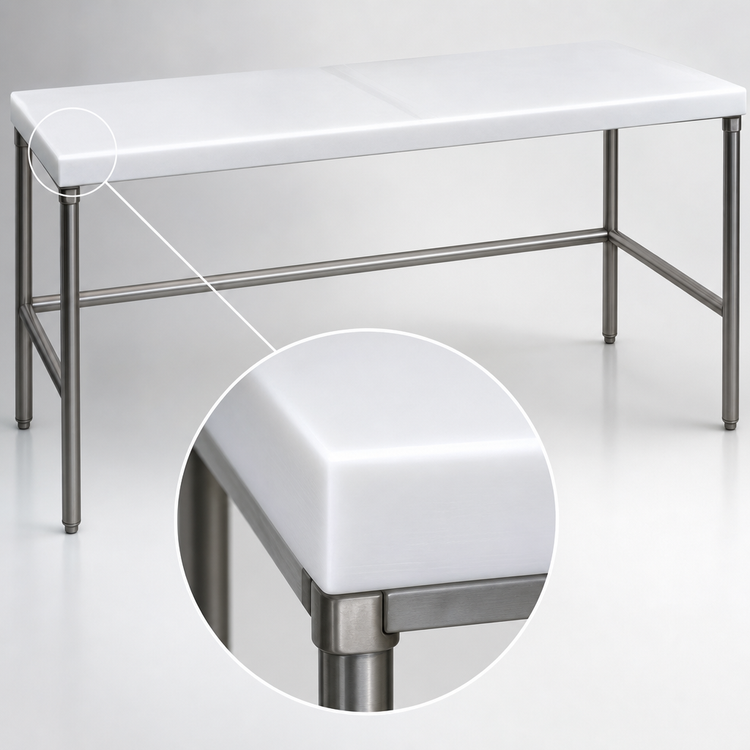 Product image #3 for Advance Tabco Poly-Vance 60-Inch x 30-Inch Poly-Top Work Table with Stainless Steel Legs and Cross Rails