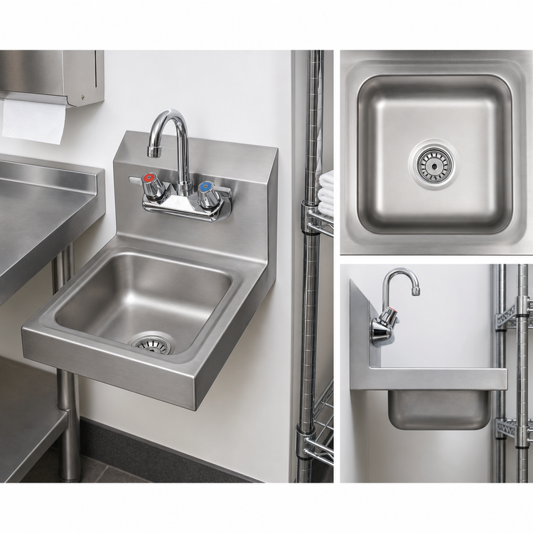 Product image #3 for BK Resources Space Saver 9 x 9 Wall-Mount Hand Sink Package with Lead-Free Faucet