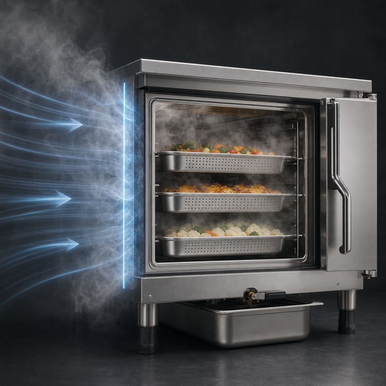 Product image #3 for AccuTemp Evolution E34403D120 3-Pan Electric Connectionless Boilerless Convection Countertop Steamer, 440V/3-Phase