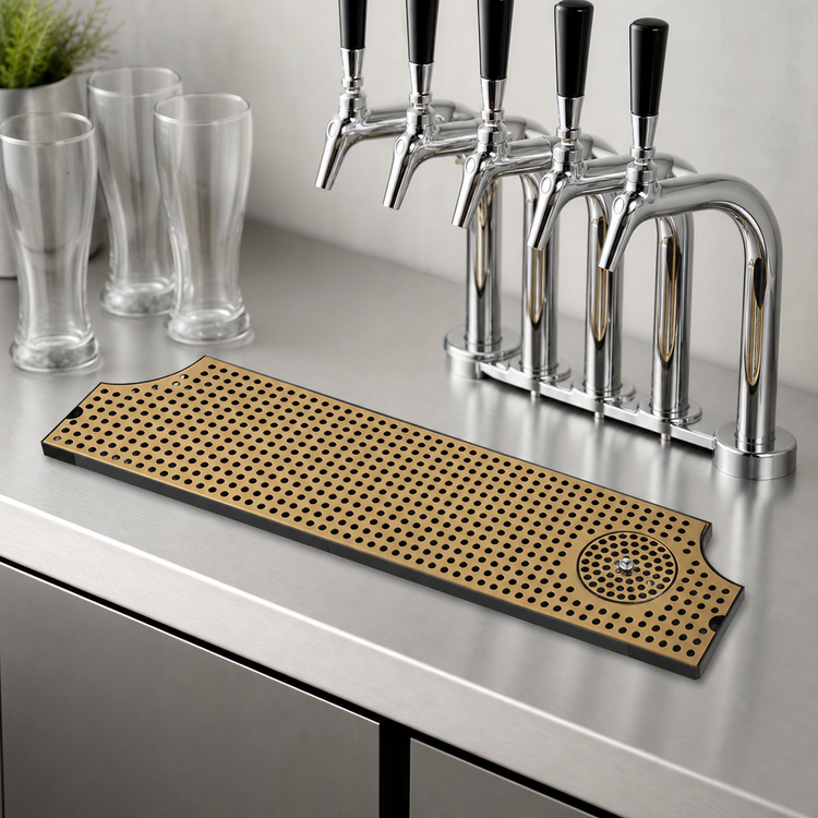 Product image #3 for Micro Matic 28-Inch Surface-Mount Stainless Steel Drip Tray Trough with Integral Glass Rinser
