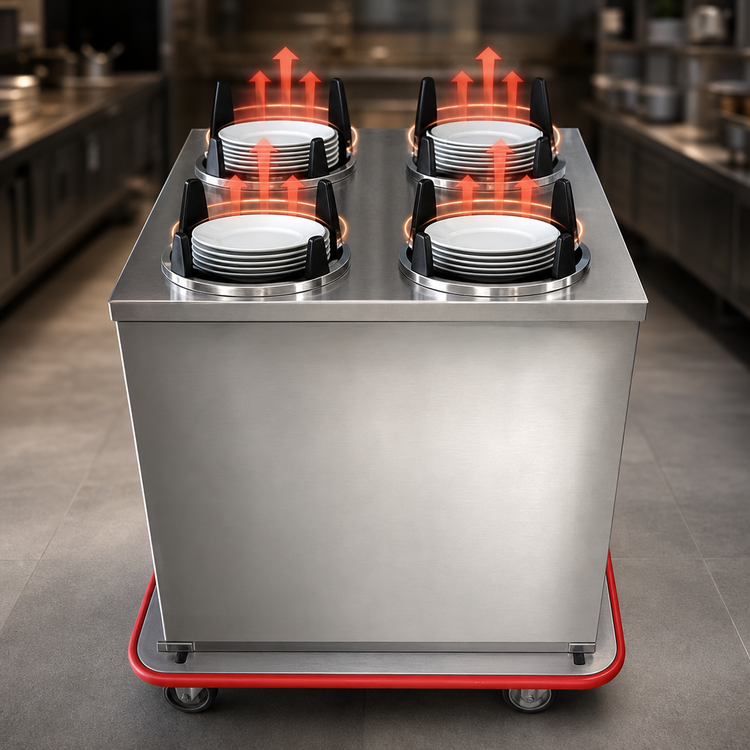 Product image #3 for Carter-Hoffmann Enclosed Heated Plate Dispenser Cart for 12-Inch Plates, 4-Silo