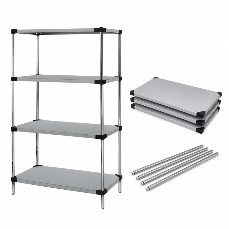 Product image #3 for Quantum Solid Stainless Steel Shelving Starter Kit, 30"W x 21"D x 63"H, 4-Shelf