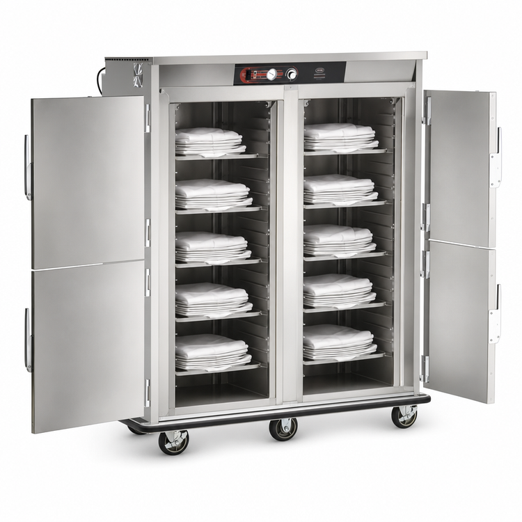 Product image #3 for BT-Series Electric Double-Door Banquet Cart Holding Cabinet for 160-200 Covered Plates