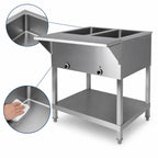 Thumbnail image #3 for Klinger's Trading SW4H208 4-Pan Sealed Well Electric Steam Table, Stationary Floor Model with Open Shelf Base