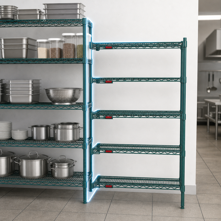 Product image #3 for Eagle Group Valu-Gard 5-Tier Add-On Wire Shelving Unit, 30 x 18 x 74 Inches, Green Epoxy