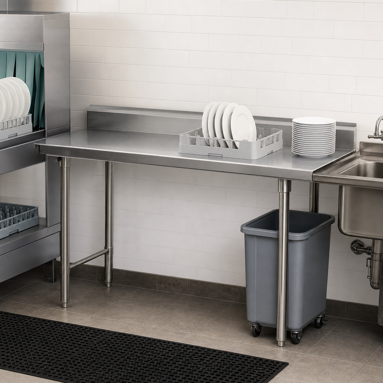 Product image #3 for Eagle Group Straight Clean Dish Table, 72 x 30 Inches, Right-to-Left, 16-Gauge 304 Stainless Steel Top