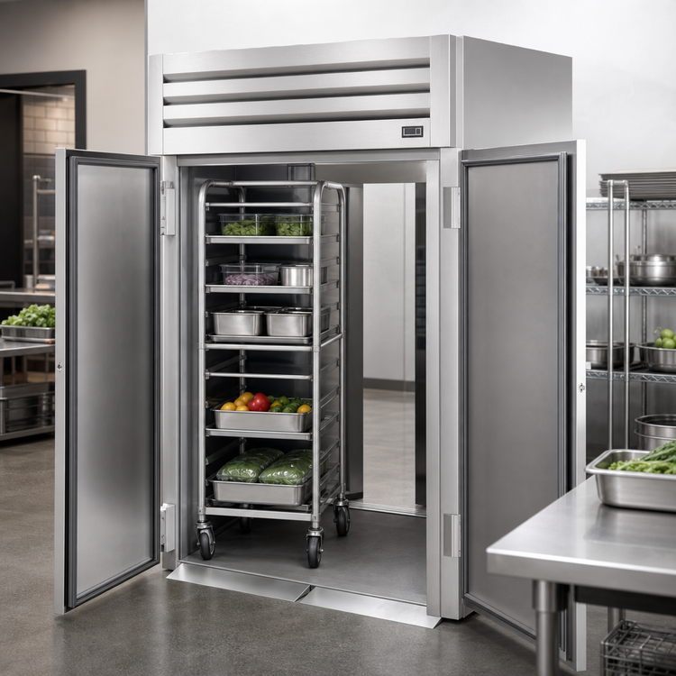Product image #3 for True Spec Series Two-Section Roll-Thru Refrigerator with Front and Rear Solid Swing Doors, Stainless Steel Front, Aluminum Sides