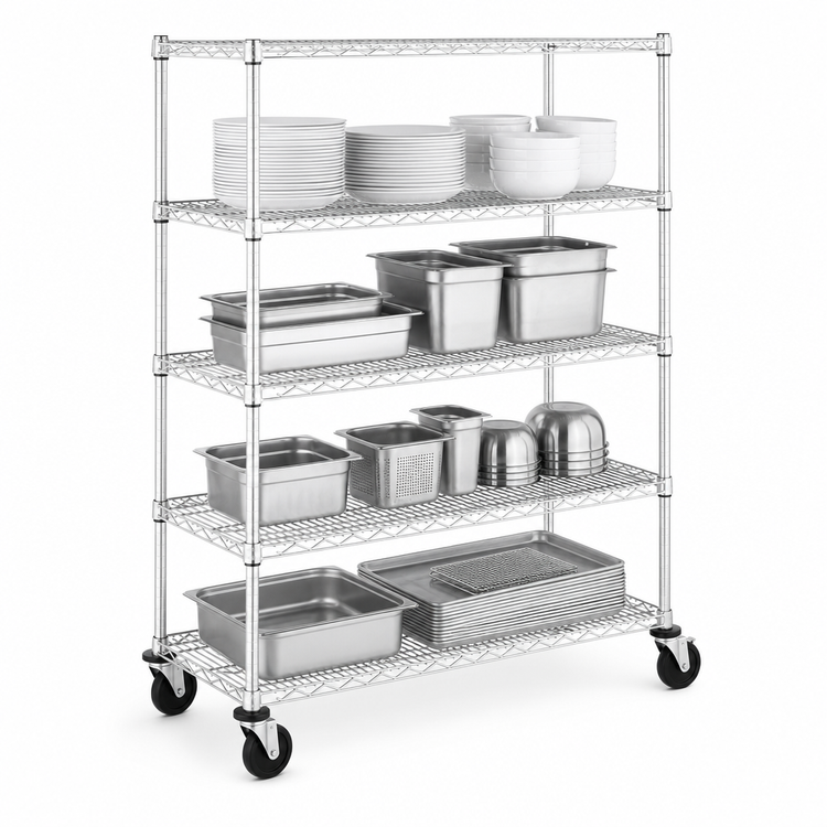 Product image #3 for Metro Super Erecta N356BBR 4-Shelf Wire Stem Caster Cart, 48 x 18 x 69 Inches