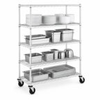 Thumbnail image #3 for Metro Super Erecta N356BBR 4-Shelf Wire Stem Caster Cart, 48 x 18 x 69 Inches, 600 lb. Capacity, Chrome-Plated, Resilient Rubber Casters
