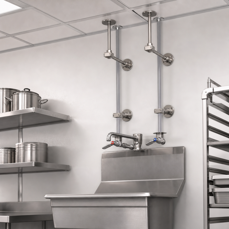 Product image #3 for T&S Brass Ceiling Supply Service Sink Faucet with 8-Inch Centers, Lever Handles and Vacuum Breaker