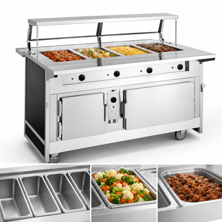 Product image #3 for Atlas Metal BLH-4-H 4-Well Electric Mobile Hot Food Serving Counter