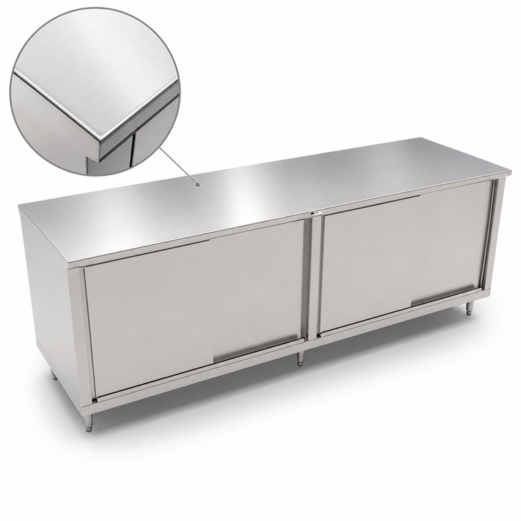 Product image #3 for John Boos 120"W x 36"D Stainless Steel Cabinet Base Work Table with Sliding Doors