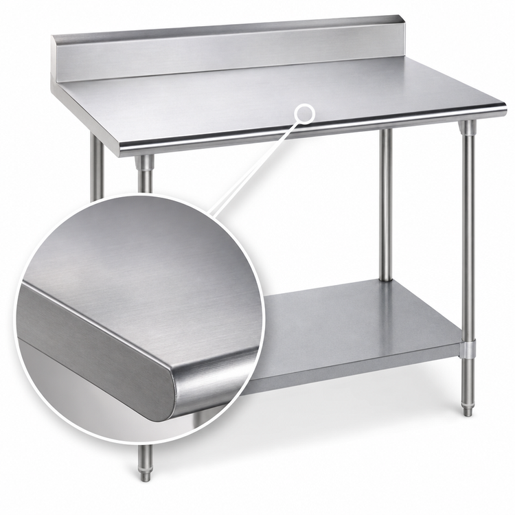 Product image #3 for Advance Tabco 30 x 30 Inch Stainless Steel Work Table with 5 Inch Backsplash, Galvanized Undershelf and Legs