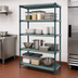 Thumbnail image #3 for Quantum Stationary 4-Tier Wire Plastic Mat Shelving Unit, 54W x 21D x 63H, Green Epoxy