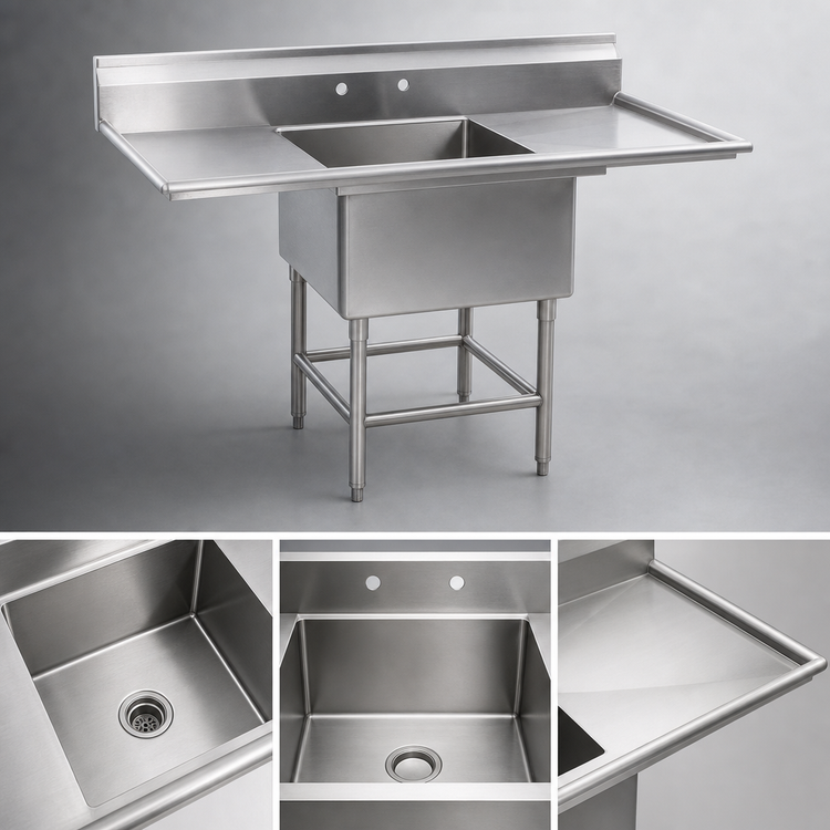 Product image #3 for Spec-Master 1-Compartment Stainless Steel Sink with 36-Inch Right Drainboard, 59-1/2 Inch W x 35 Inch D