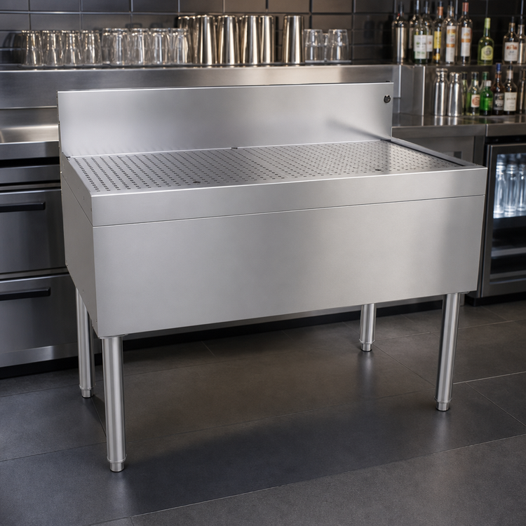 Product image #3 for Stainless Steel Free Standing Underbar Drainboard with Removable Perforated Insert, 42"W x 24"D