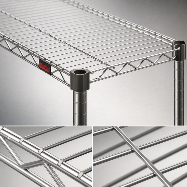 Product image #3 for Eagle Group QuadTruss Quad-Adjust Commercial Wire Shelf with Stainless Steel Finish, 30 x 18 Inches