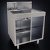 Thumbnail image #3 for Glastender Underbar Wet Waste Sink Cabinet Base with Open Front, 24 x 24 Inch, Left Sink Compartment, Right Drainboard