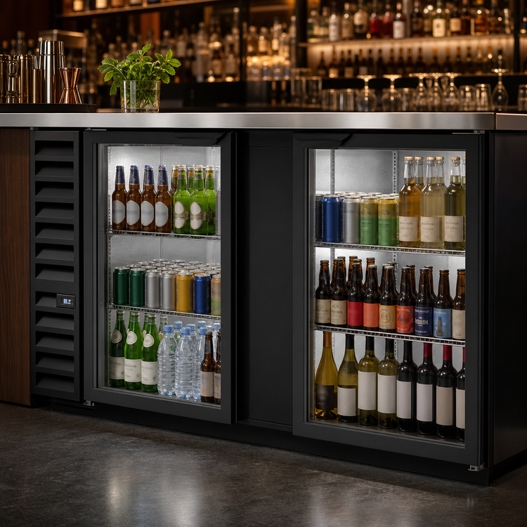 Product image #3 for Beverage-Air BB68HC-G-B 68-Inch Two-Section Glass Door Back Bar Refrigerator