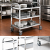Thumbnail image #3 for 3-Shelf Stainless Steel Bussing Cart with Swivel Casters, 529.1 lb Capacity